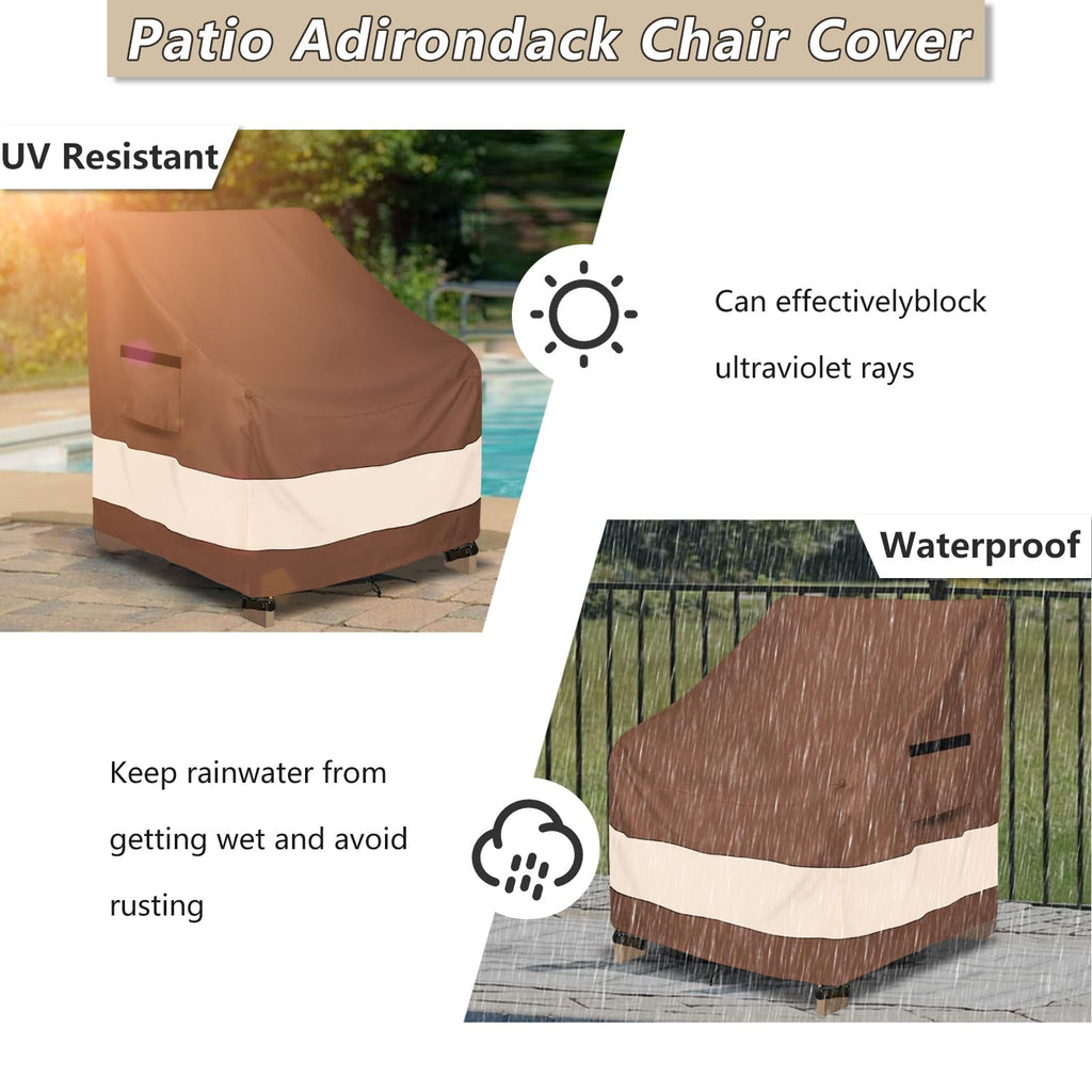 Patio Adirondack Chair Cover 27.5 x 32.5 x 36 inch, Waterproof Heavy Duty Outdoor Chair Covers, Adirondack Chair Covers