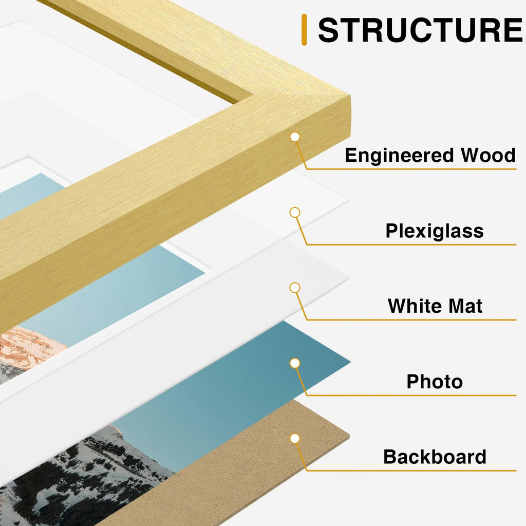 10 Pack Picture Frames Collage Wall Decor, Gold
