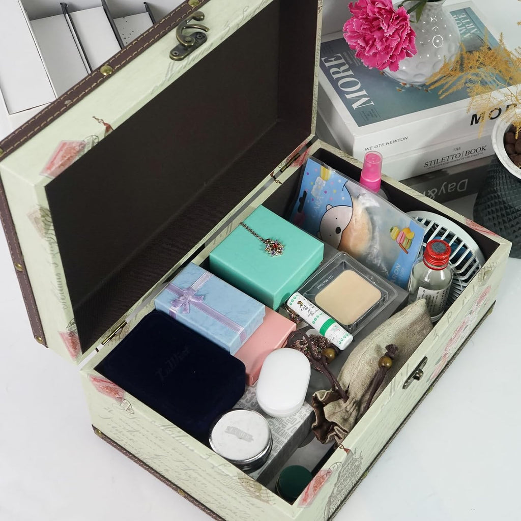 Decorative Storage Box, Large Wooden Keepsake Box with Lid