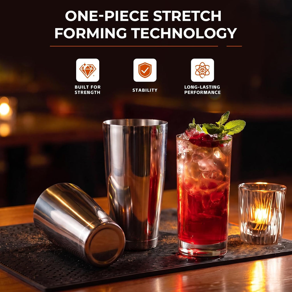 Boston Cocktail Shaker Set 6-Piece Stainless Steel Bartender Kit - Set of 6