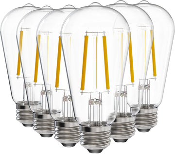 Energetic 6 Pack ST19 Vintage LED Edison Bulbs, 60 Watt Equivalent, 2700K