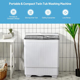 Washing Machine Semi-automatic, Twin Tub Washer with Spin Dryer, 26lbs Capacity, Built-in Drain Pump, Portable Laundry