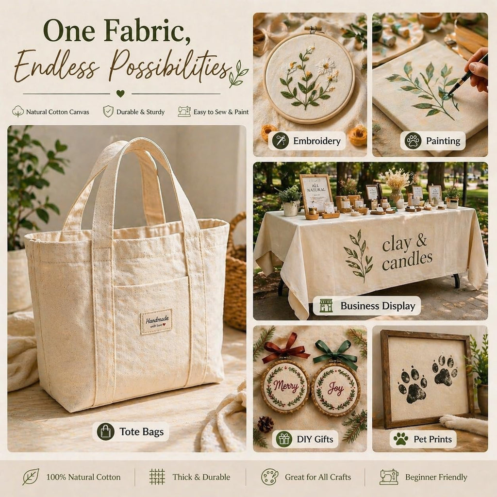 Canvas Fabric, Premium 10oz 100% Cotton Duck Canvas Fabric by The Yard, Canvas Material for Sewing, Upholstery, Tote