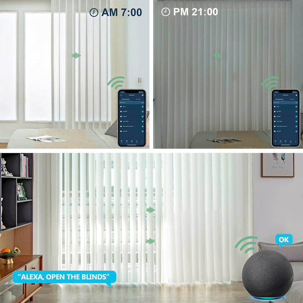 Motorized Sheer Vertical Blinds, Hardwired Smart Sliding Door Shades