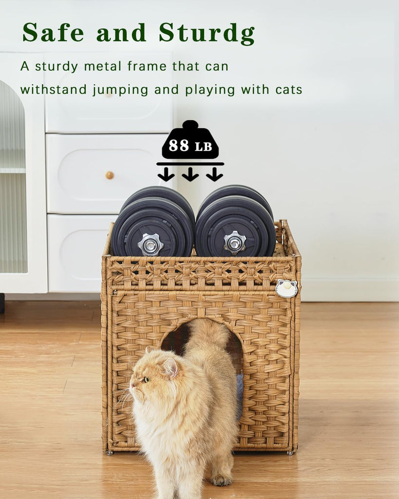 Cat Beds for Indoor Cats Extra Large Double Cat Cave, Natural