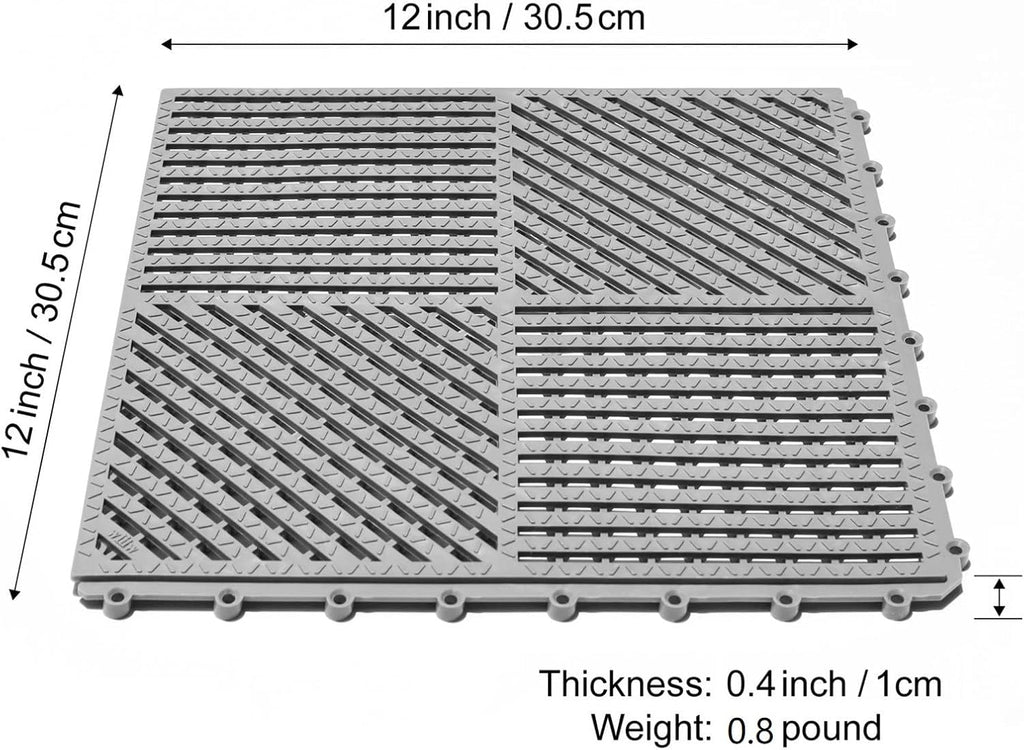 18 Pack Interlocking Drainage Tiles Double Non-Slip Tiles Mat with Drain Holes for Pool, Bathroom, Shower, Pantry