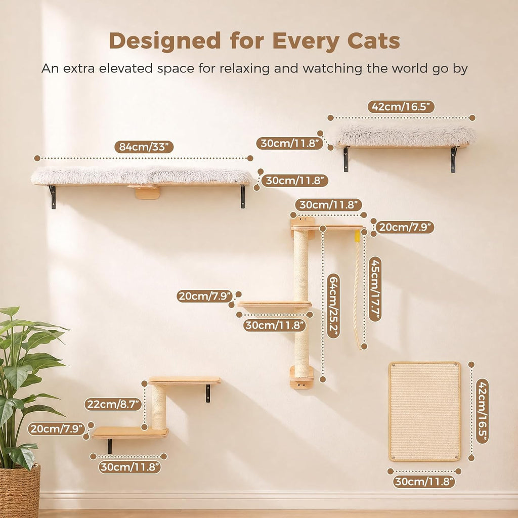 Cat Wall Shelves, Modern Cat Wall Furniture with Sisal Posts