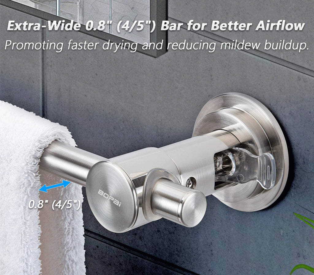 24 inch Suction Cup Towel Bar, Brushed Nickel