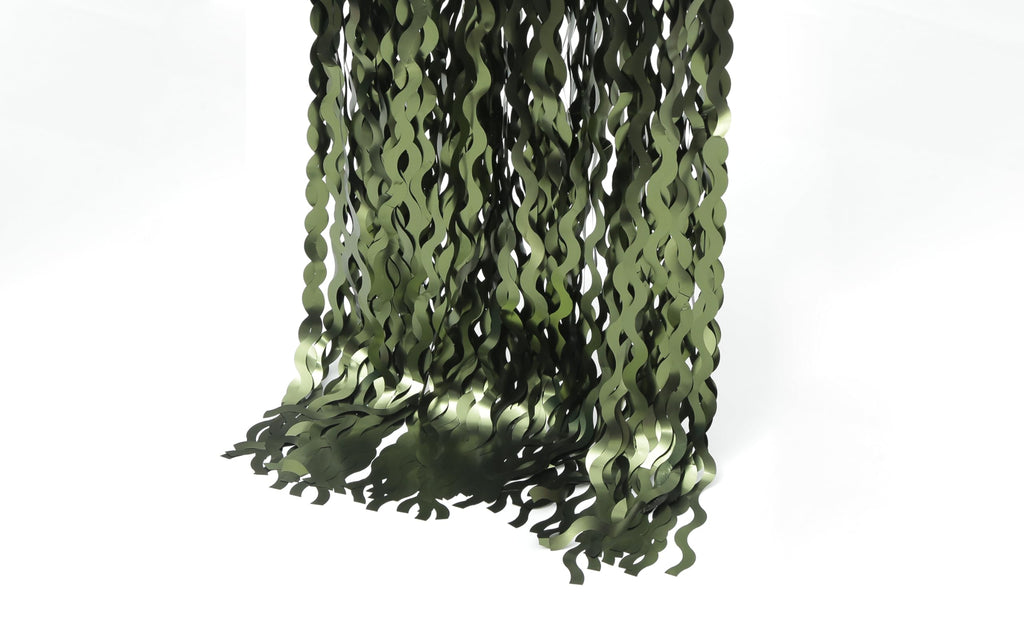 4 Pack Wavy Olive Green Streamers Backdrop Jungle Party Decorations - 3.3x6.6ft Foil Fringe Curtains Photo Booth for