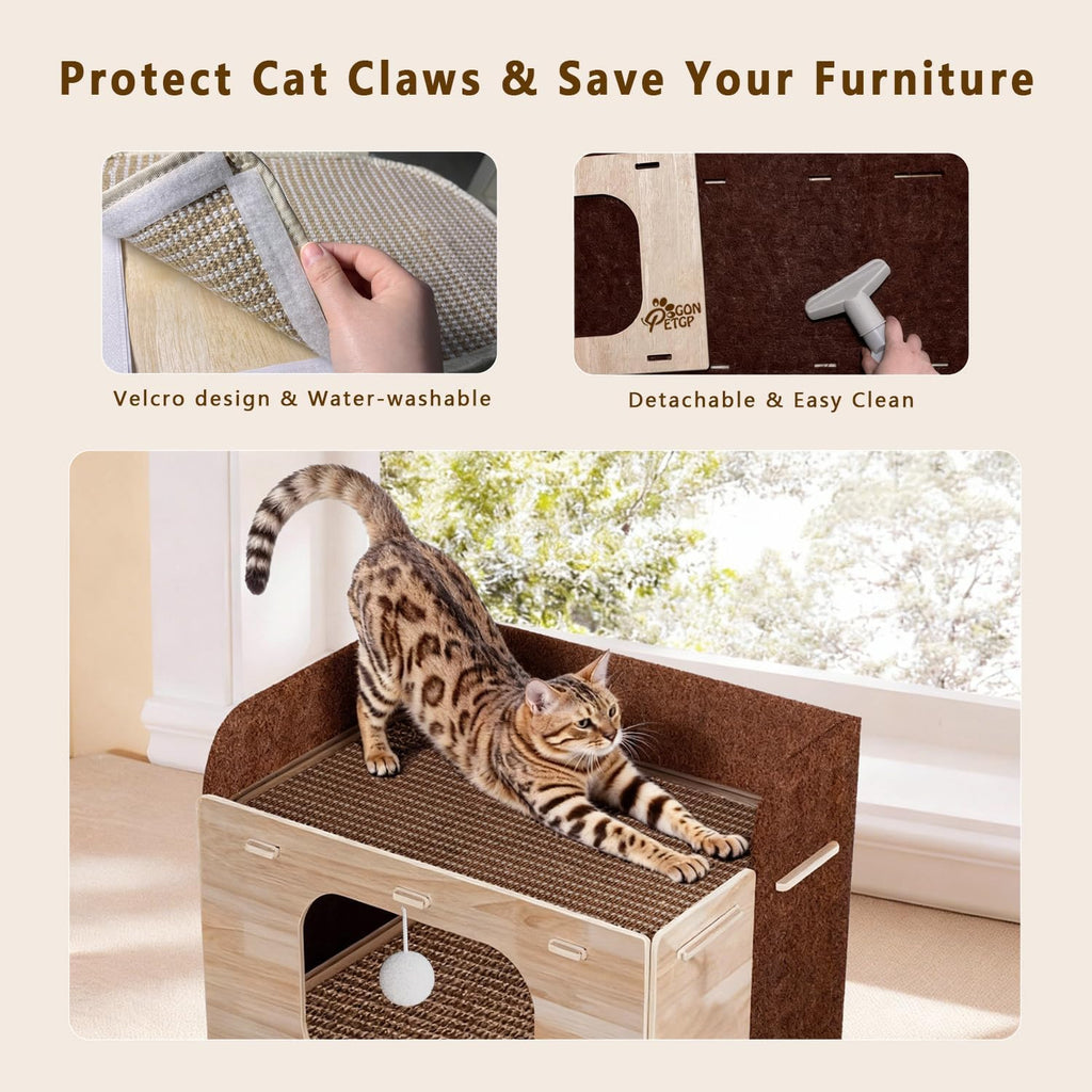 Cat Houses for Indoor Cats, Two-Story Cat Bed Cube for Multiple Small Kittens, Removable Felt Cat Cave Hideaway Condo