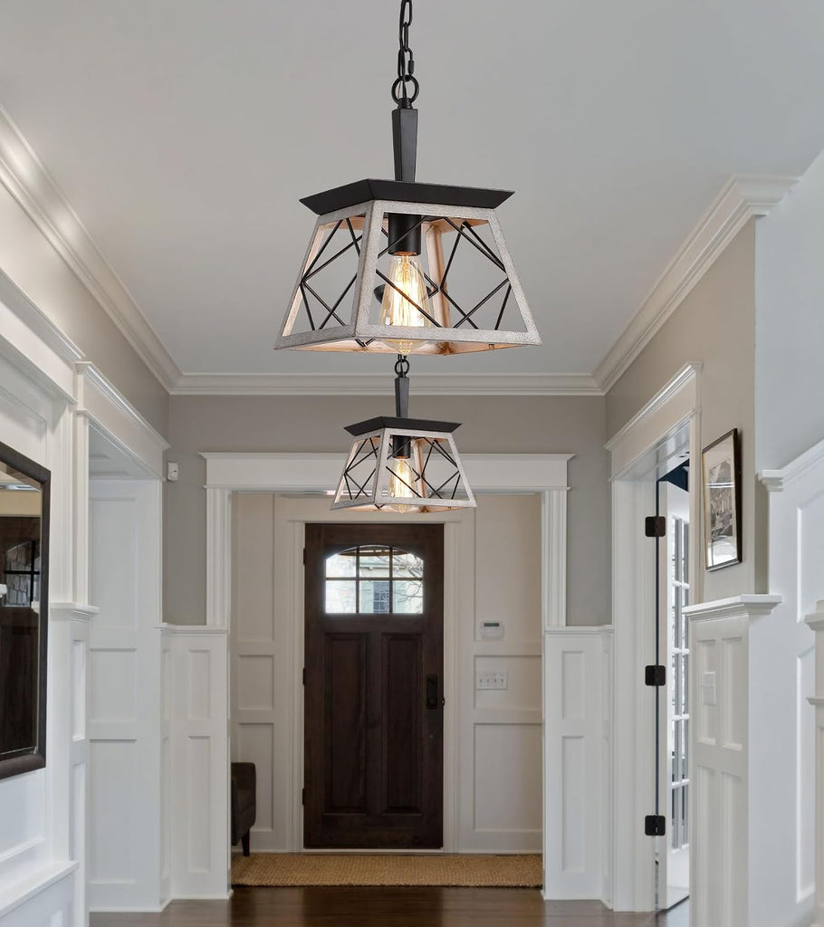 Farmhouse Dining Room Pendant Light Fixture,1-Light Industrial Chandelier Hanging Small Lights for Hallway Entryway