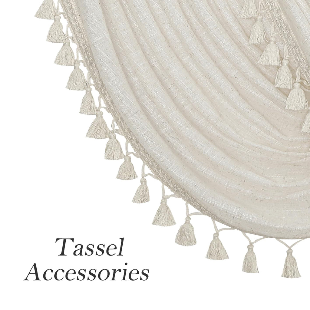 Natural Solid Waterfall Valance with Tassel Accessories, 56"x38", 1 Piece