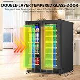 24" Dual Zone Wine & Beverage Refrigerator - Under Counter Cooler with Upgraded 