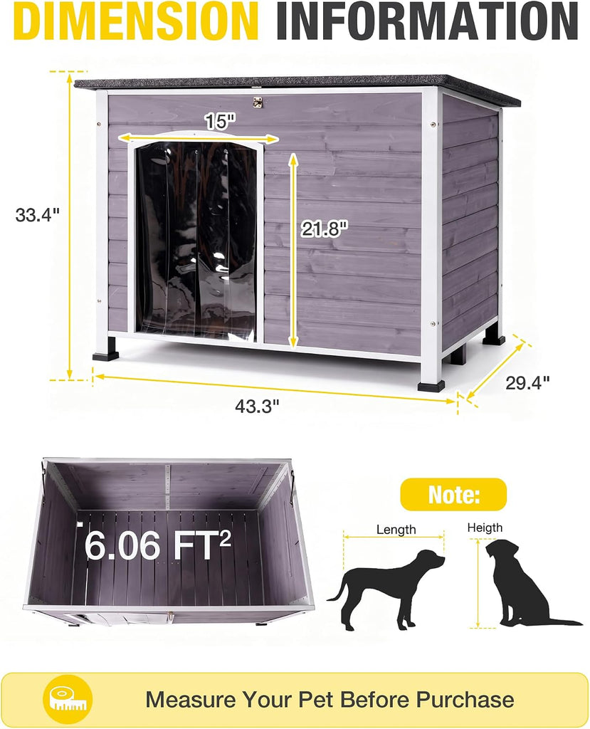 Heated Dog House for Winter Outdoor Dog Kennel with All-Around Iron Frame-100% Insulated Guarantee