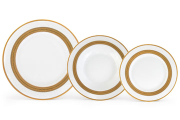 Porcelain Dinnerware Set for 4-12 Piece, Elegant Rope Gold
