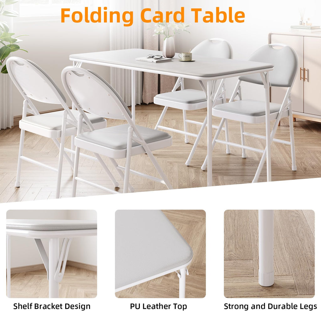 4 Feet Folding Table, Protable Foldable Card Table, Gray