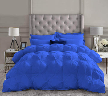 1 Piece Pinch Pleated Comforter Premium 1000 Thread Count 100% Egyptian Cotton Super Soft (Full/Queen Size Royal Blue
