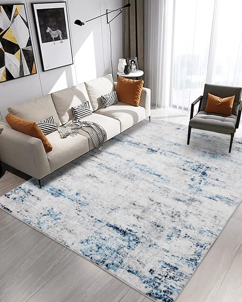 Area Rug Living Room Rugs: 5x7 Large Soft Indoor Carpet Modern Abstract Rug with Non Slip Rubber Backing for Under