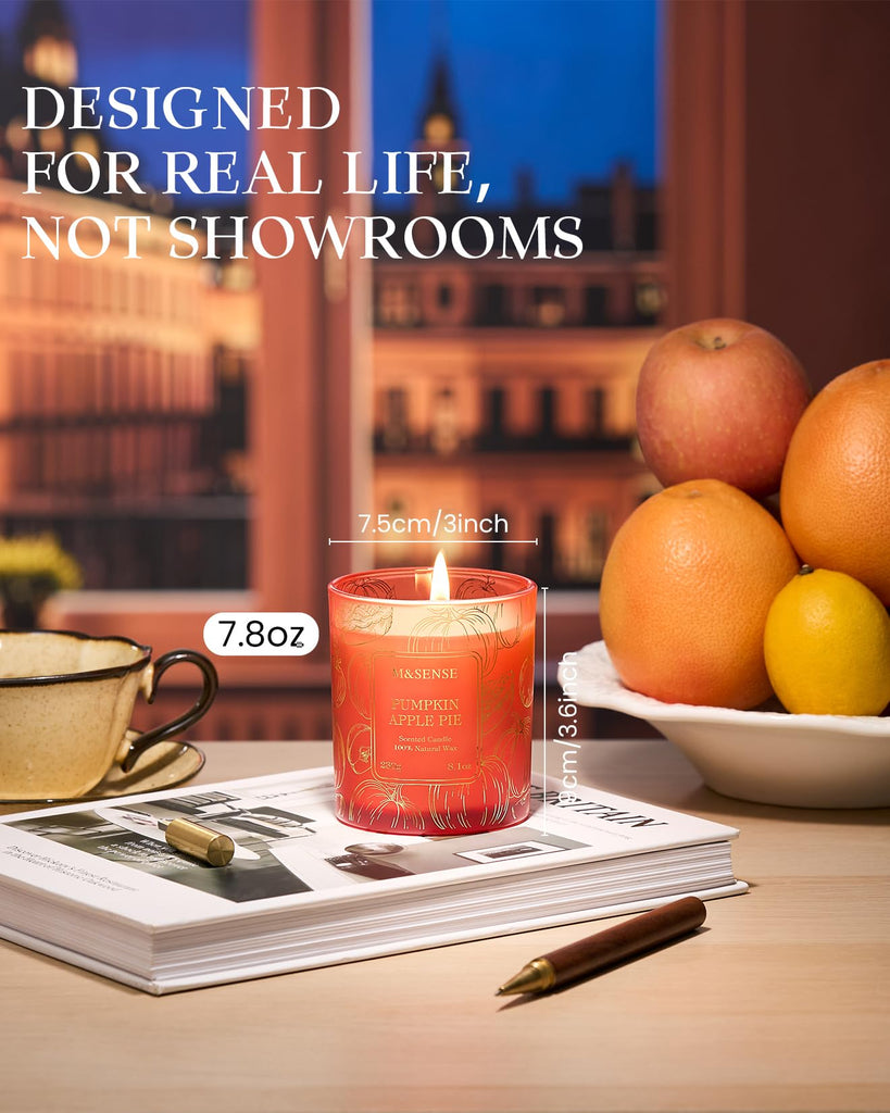 Pumpkin Apple Pie Candle, 8.1oz Gilded Glass Harvest Gift