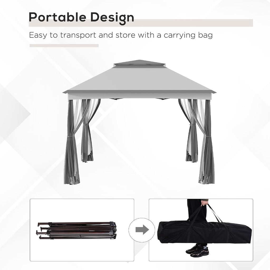 11' x 11' Pop Up Canopy, Outdoor Patio Gazebo Shelter with Removable Zipper Netting