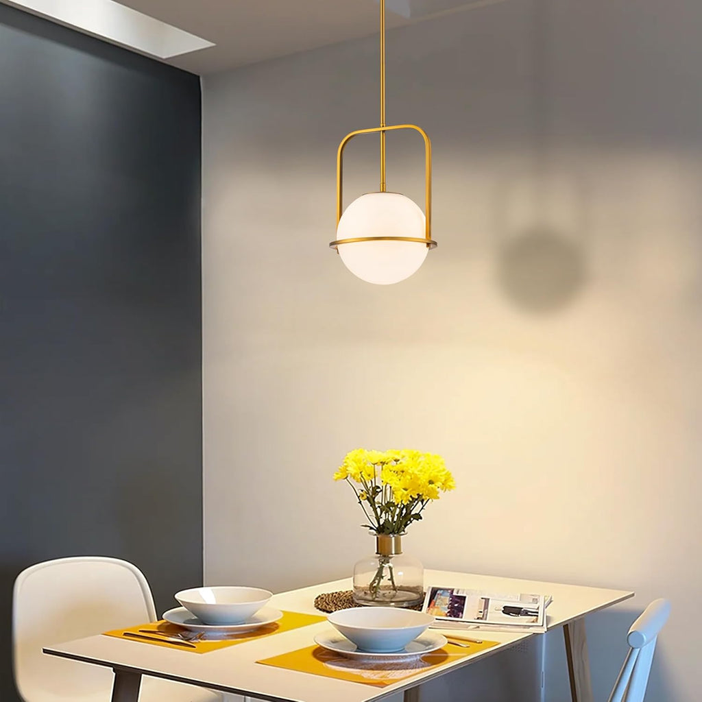 Brass Pendant Light Kitchen Island, 1-Light Modern Hanging Light Fixture, Adjustable Height Ceiling Light with