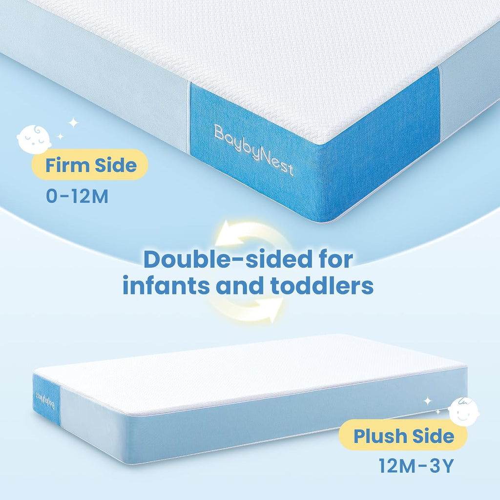 6" Standard Crib Mattress, Breathable Knitted Dual-Sided Cover, Firm Support for Infant & Toddler, CertiPUR-US