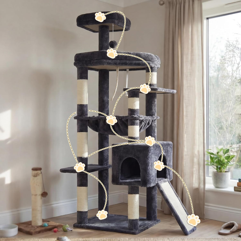 64.2" Heavy-Duty Cat Tree for Large Cats with Wide Base