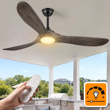 Inspired Maverick Style 60 Inch Outdoor Ceiling Fans with Lights, Propeller Solid Wood Ceiling Fans with Light and Remote Control for Outdoor Ceiling Fan with Light for Patio Farmhouse, DC ETL Listed, Deep Brown A101-B0F93T8KLH