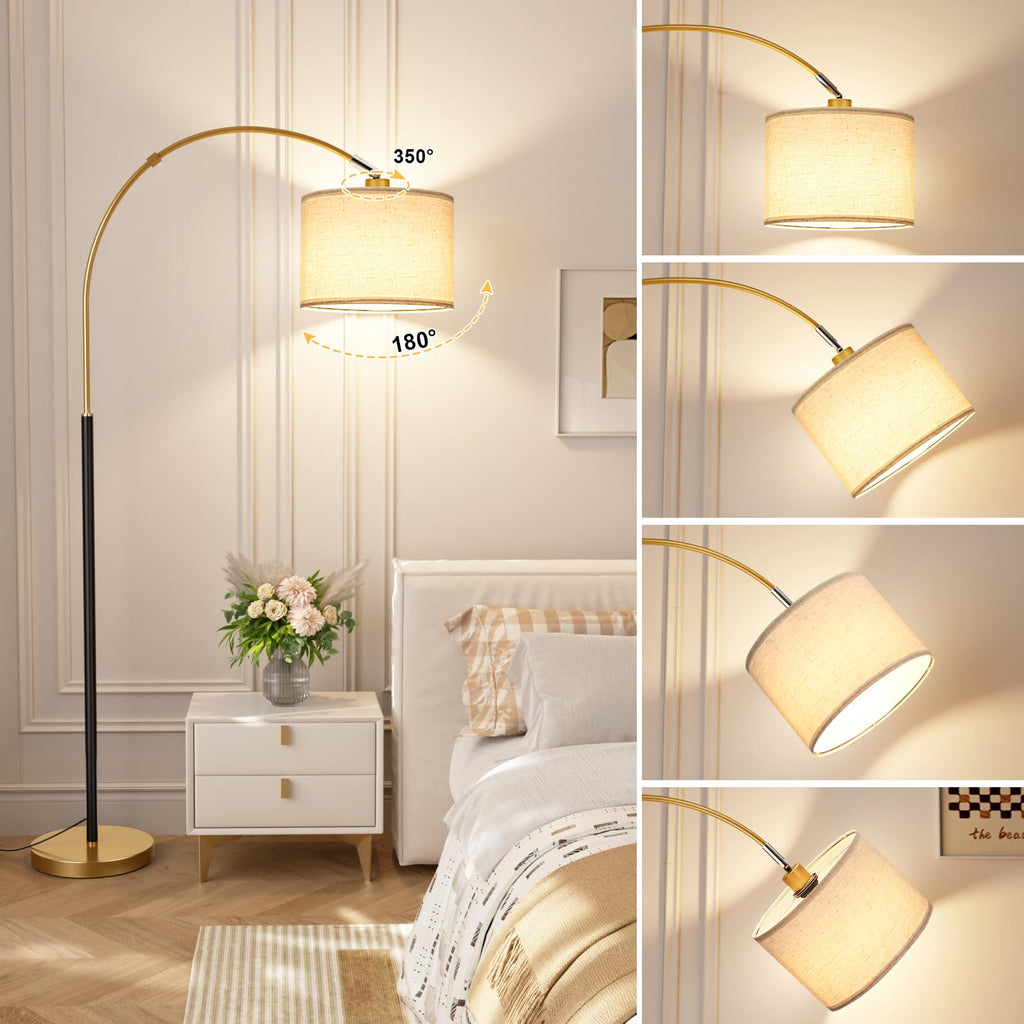 Dimmable Arc Floor Lamp with Remote, Color Temperatures and Brightness Adjustable, Arched Floor Lamp with Rotating
