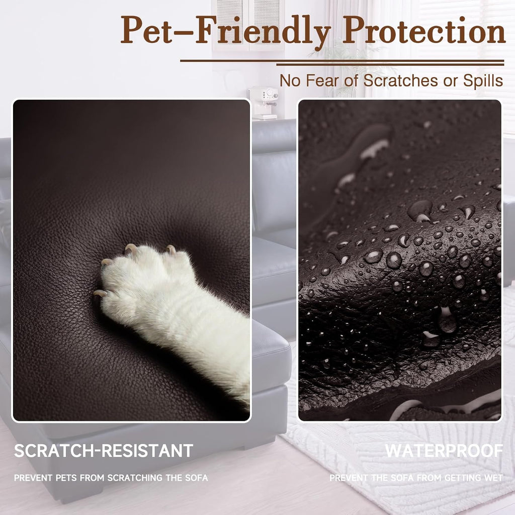 PU Leather Individual Couch Cushion Covers Waterproof Wear-Resistant Sofa Seat Slipcovers, Pet Friendly Stretch