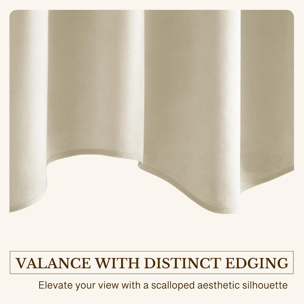 Beige Window Valance Curtains 52x18 Inch, 1 Panel