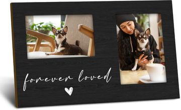 Pet Memorial Dog Cat 4x6 Picture Frame for Two Photos, Loss of Cat Sympathy Gift Wooden Picture Frame, Pet Memorial
