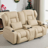 SAMERY 65.5" RV Loveseat Recliner Double Recliner RV Sofa & Console | Wall Hugger Loveseat Reclining RV | RV Theater