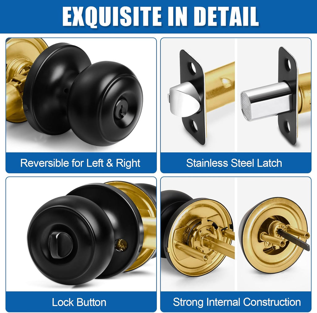 2 Sets Entry Door Knob and Single Cylinder Deadbolt Combo Set