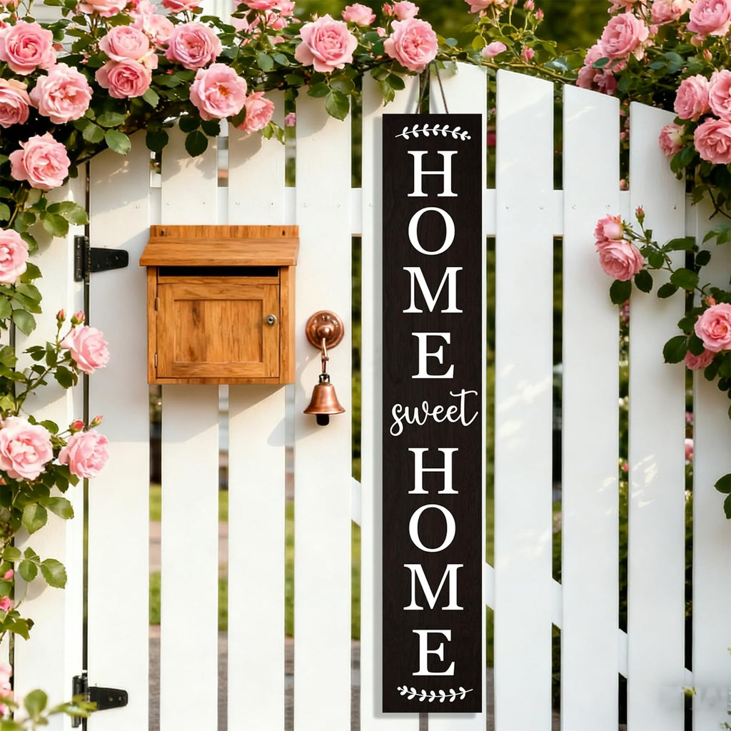 Sweet home wooden porch sign Vertical hanging decorations Welcome sign front door standing Decorative sign 47x7.8Inch