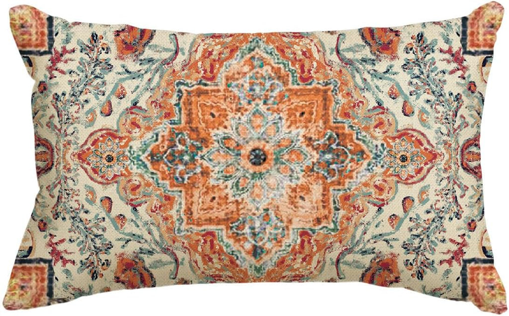 Boho Throw Pillow Cover, 12 x 20 Inch Bohemia Ethnic Style Carpet Pattern Cushion Case