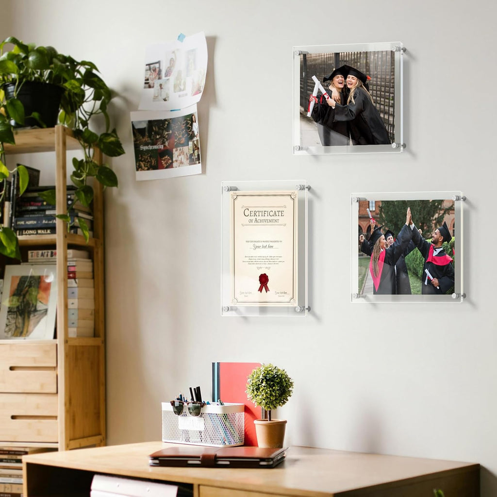 11x14 Acrylic Picture Frames 4 Pack, Clear Floating Wall Frames | Modern Frameless picture Frames Lucite Transparent