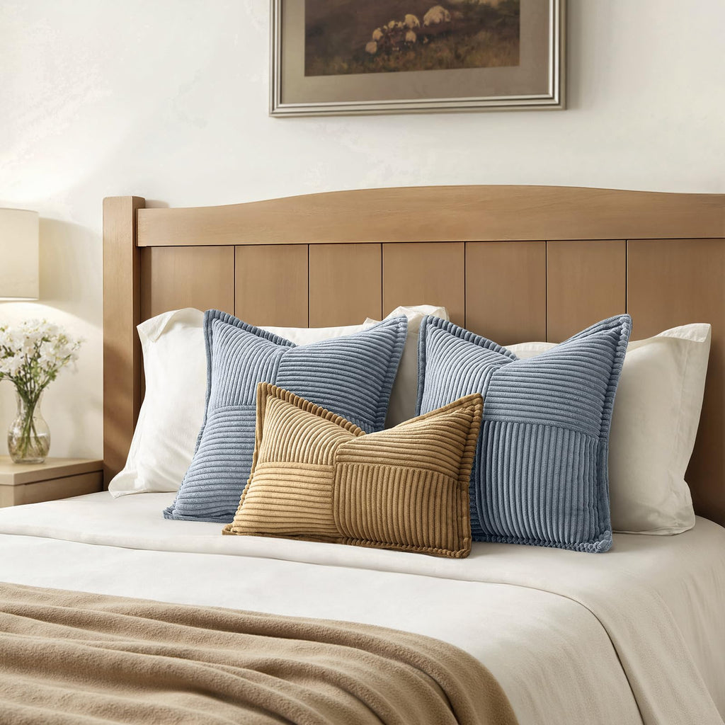 Decorative Throw Pillow Covers for Couch 18x18 Inch Dustyblue 2 Pack