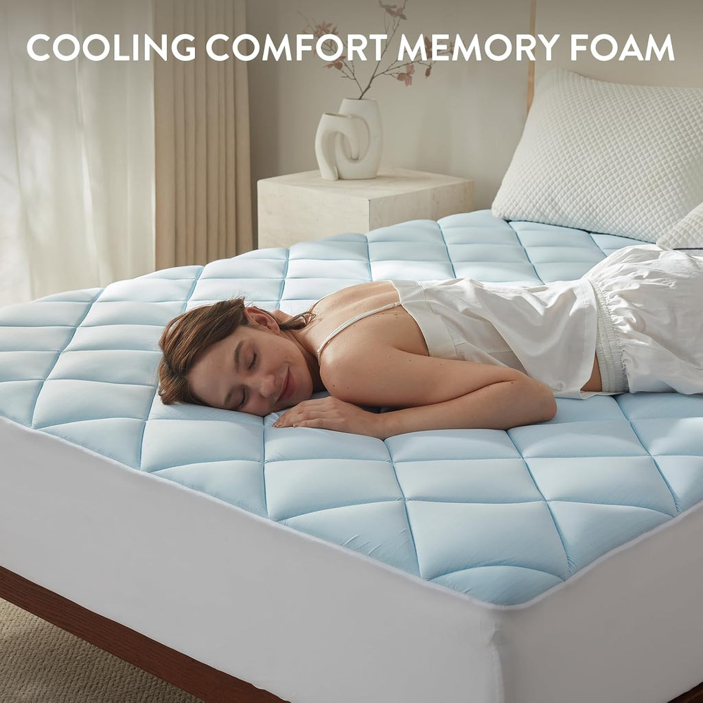 Cooling Mattress Topper King,Gel-Infused Memory Foam Mattress Pad | 1/2 inch Breathable Ventilated Design, Light Soft