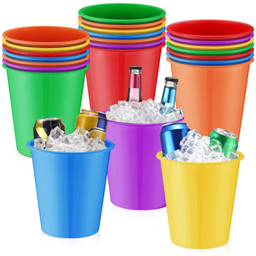 24 Pcs Plastic Ice Buckets for Parties 3 Liters Wine Bucket, Multicolour