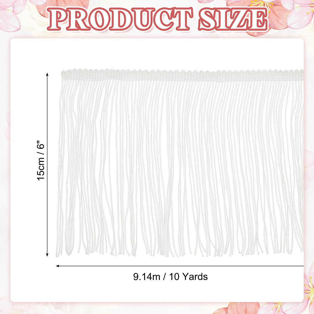 6 Inch Fringe Trim Tassel Sewing Trim, Polyester Chainette for DIY Craft Clothing Accessories Latin Wedding - 10 Yards