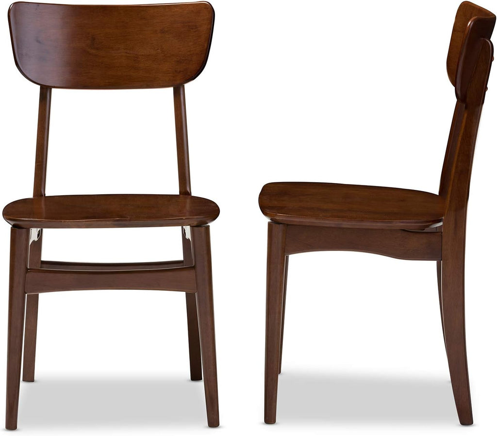 Set of 2 Netherlands Mid-Century Modern Scandinavian Style Dark Walnut Bentwood Dining Side Chairs