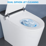 Smart Toilet with ADA Height, Bidet Built-In, Auto-Sensing Flip Lid, Off-Seat Auto Flush, Foot-Sensor