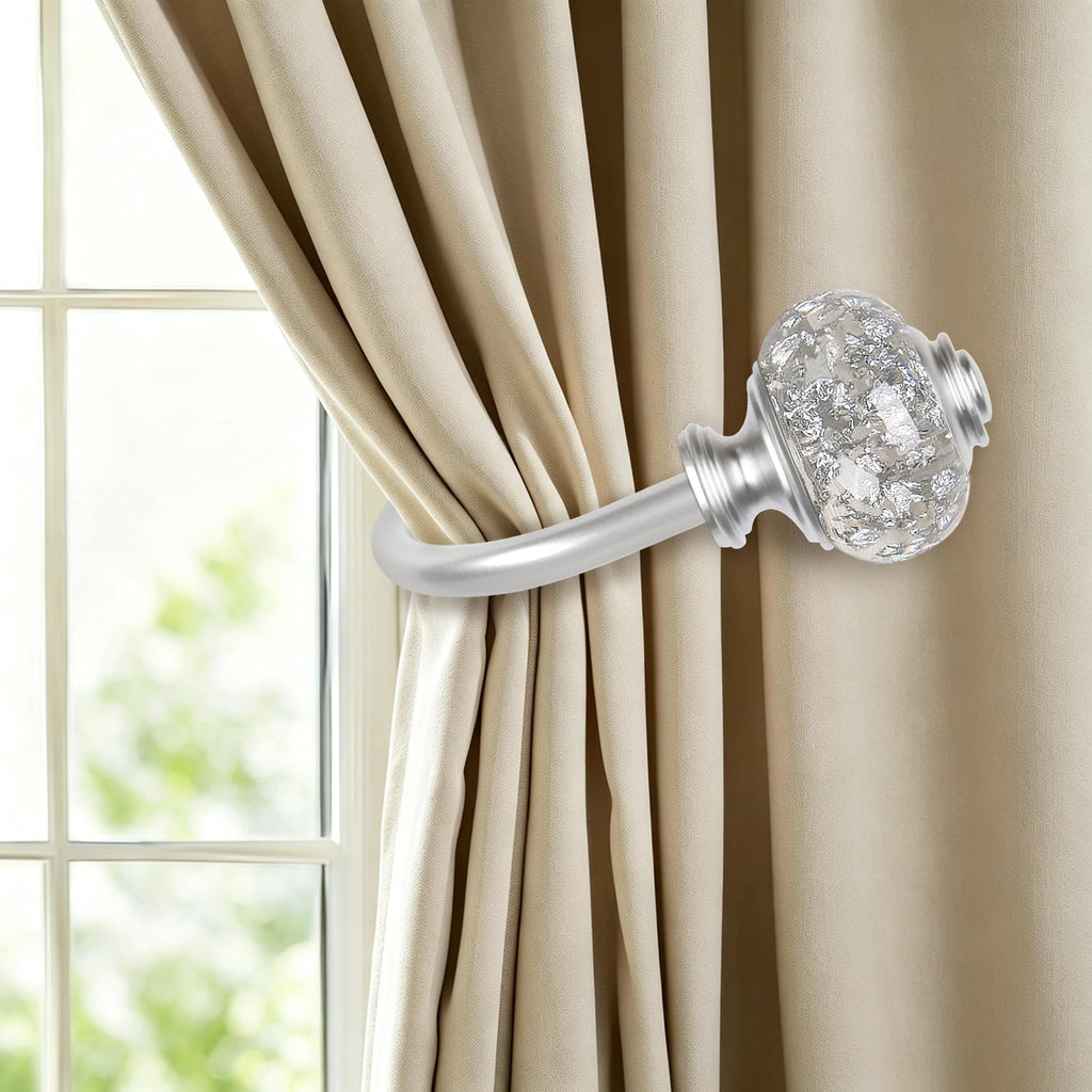 Silver Curtain Holdbacks, Decorative Drapery Tiebacks, 2 Pack/1 Pair