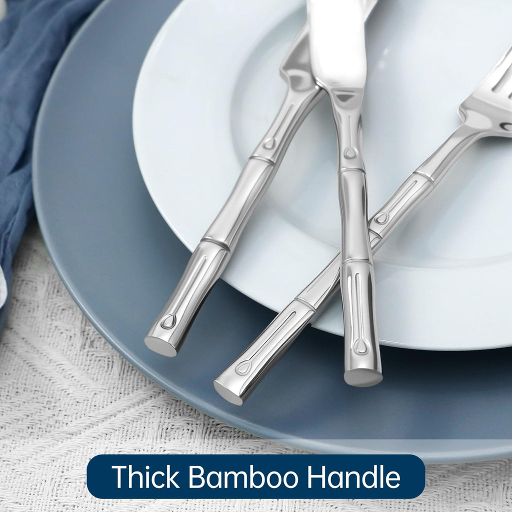 Silverware Set 40-Piece Bamboo Pattern Service for 8