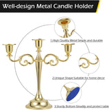Gold Candelabra Centerpiece 3-Arms Candelabra Candle Holder for Tables, 2 Packs Metal Candlestick Stand Candelabras