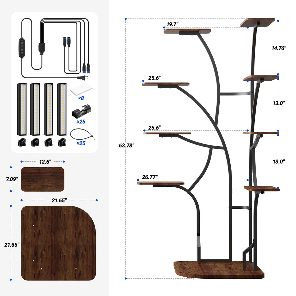 Corner Plant Stand with Grow Lights, 9-Tier, Full Spectrum