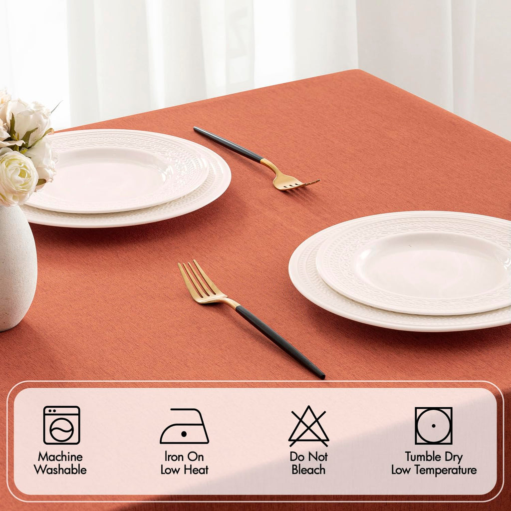 Burnt Orange Fall Rectangle Tablecloth with Cutouts 60x84 Inch