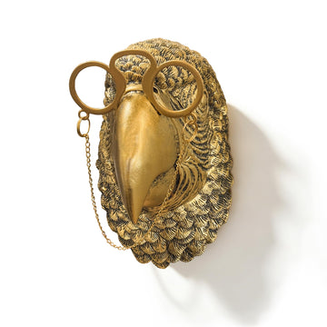 Gold Parrot Animal Head for Wall Decor with Glasses, Resin Animal Wall Sculpture Living Room Bedroom & Office Accent