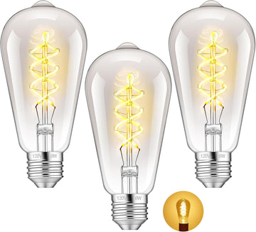 ST64 Edison Bulb E26 Dimmable, 6W Vintage LED Warm Light Bulbs